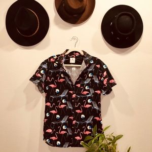 Flamingo short sleeve button up